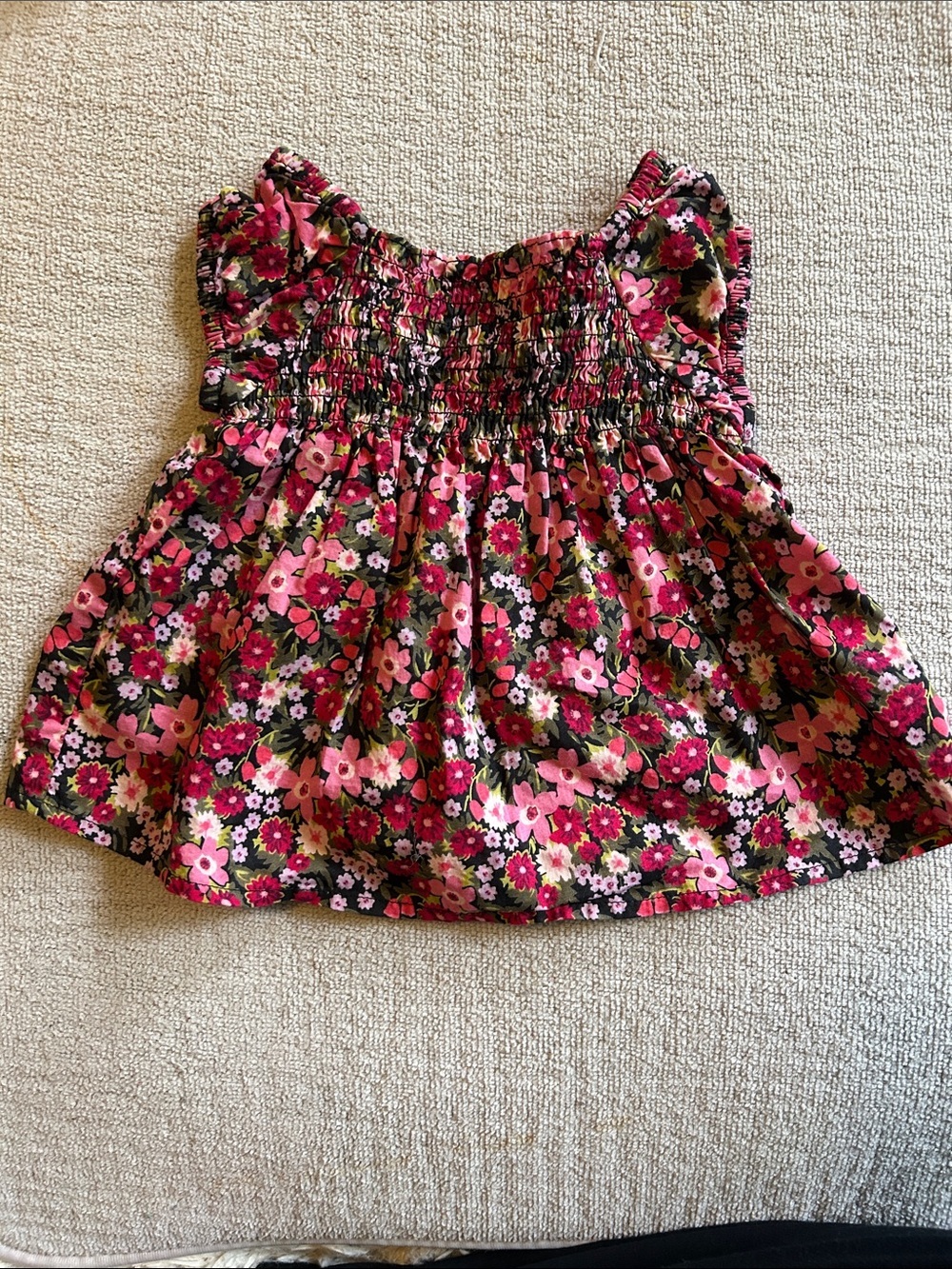 baby Gap floral smocked dress, never worn, pink and raspberry